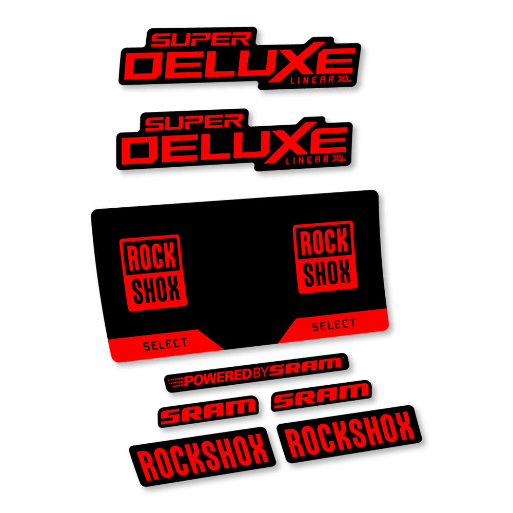 Stickers RockShox Super Deluxe Select 2027 compatibles - Autocollants amortisseur VTT