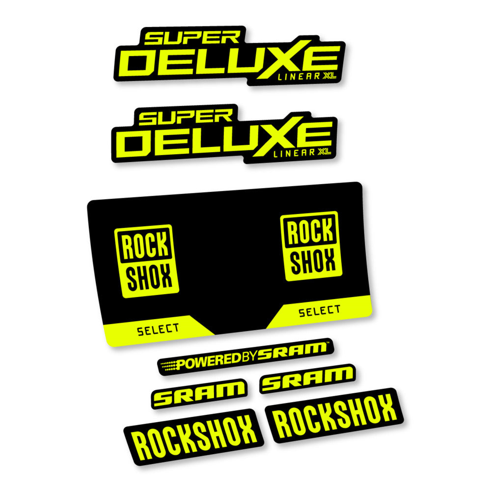 Stickers RockShox Super Deluxe Select 2027 compatibles - Autocollants amortisseur VTT