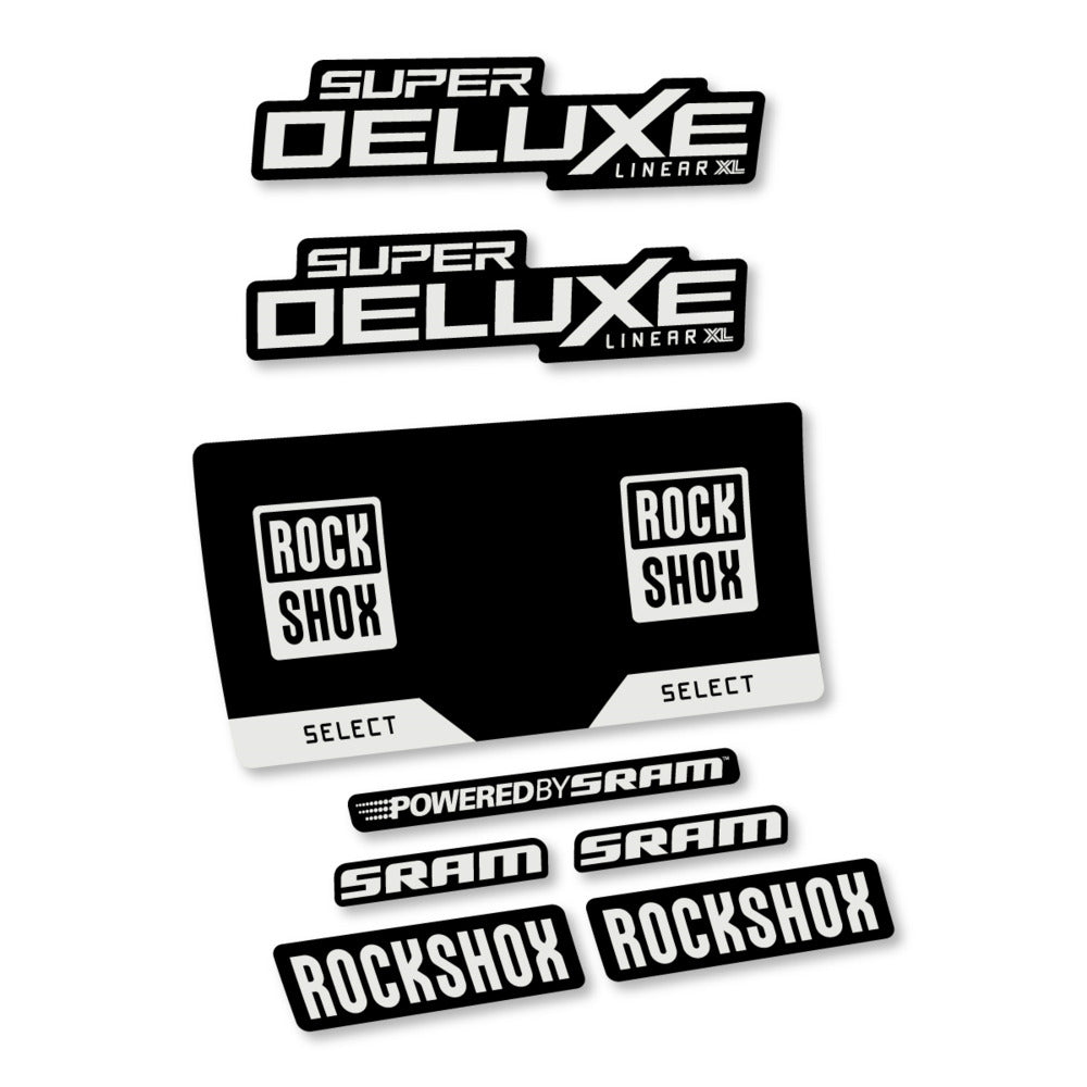 Stickers RockShox Super Deluxe Select 2027 v3 compatibles - Autocollants amortisseur VTT