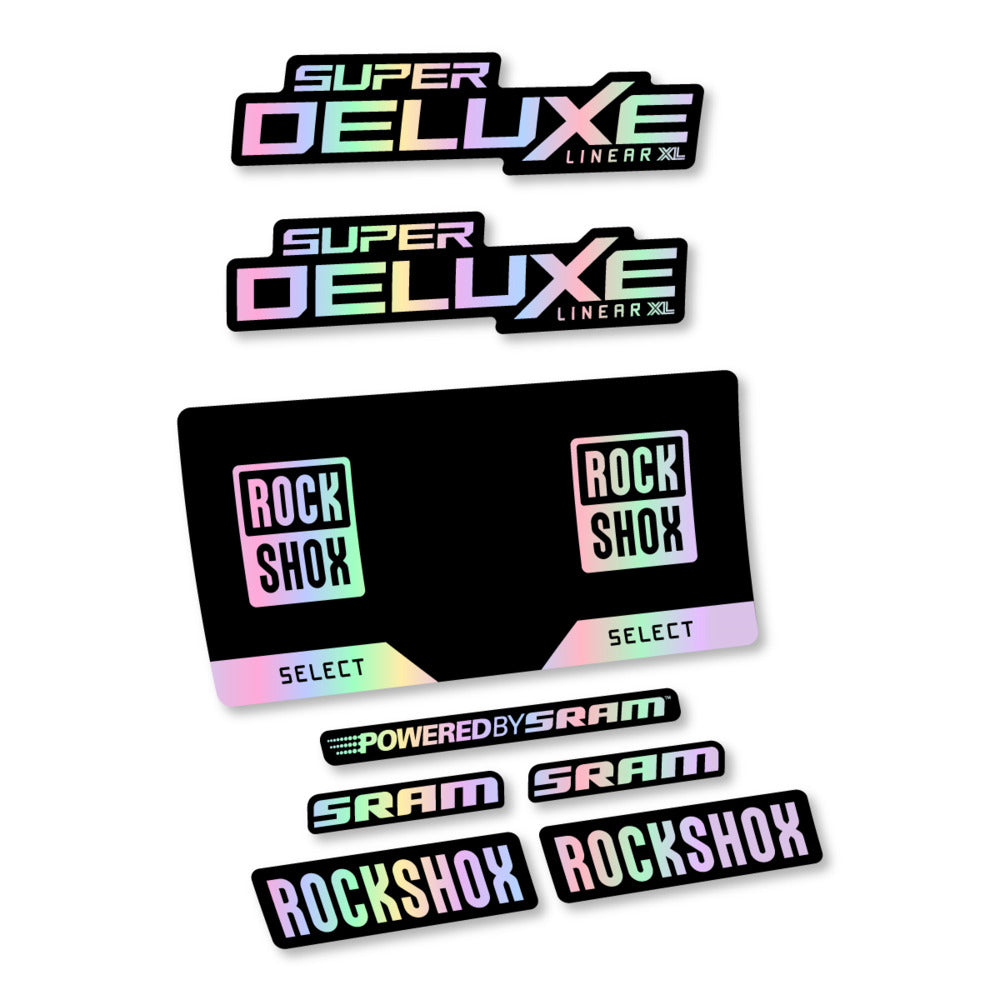 Stickers RockShox Super Deluxe Select 2027 v3 compatibles - Autocollants amortisseur VTT