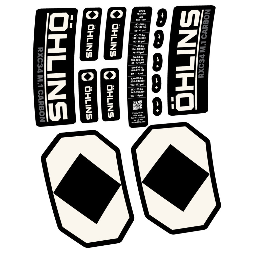 Stickers Öhlins RXC34 M1 Carbon 2027 compatibles - Autocollants fourche VTT