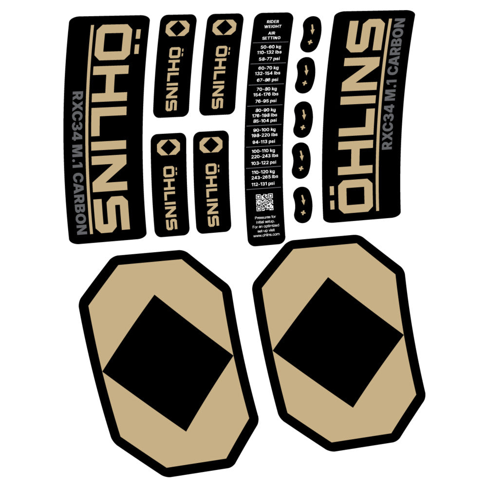 Stickers Öhlins RXC34 M1 Carbon 2027 compatibles - Autocollants fourche VTT