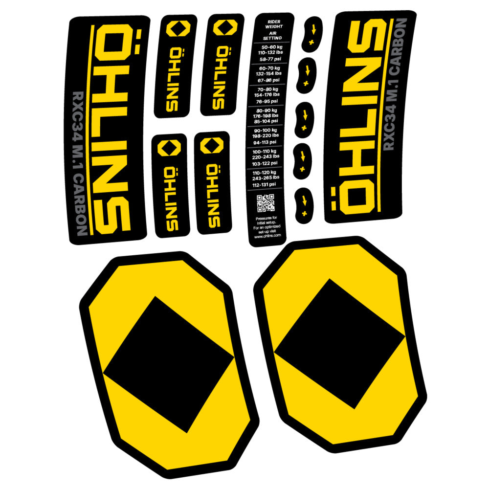 Stickers Öhlins RXC34 M1 Carbon 2027 compatibles - Autocollants fourche VTT