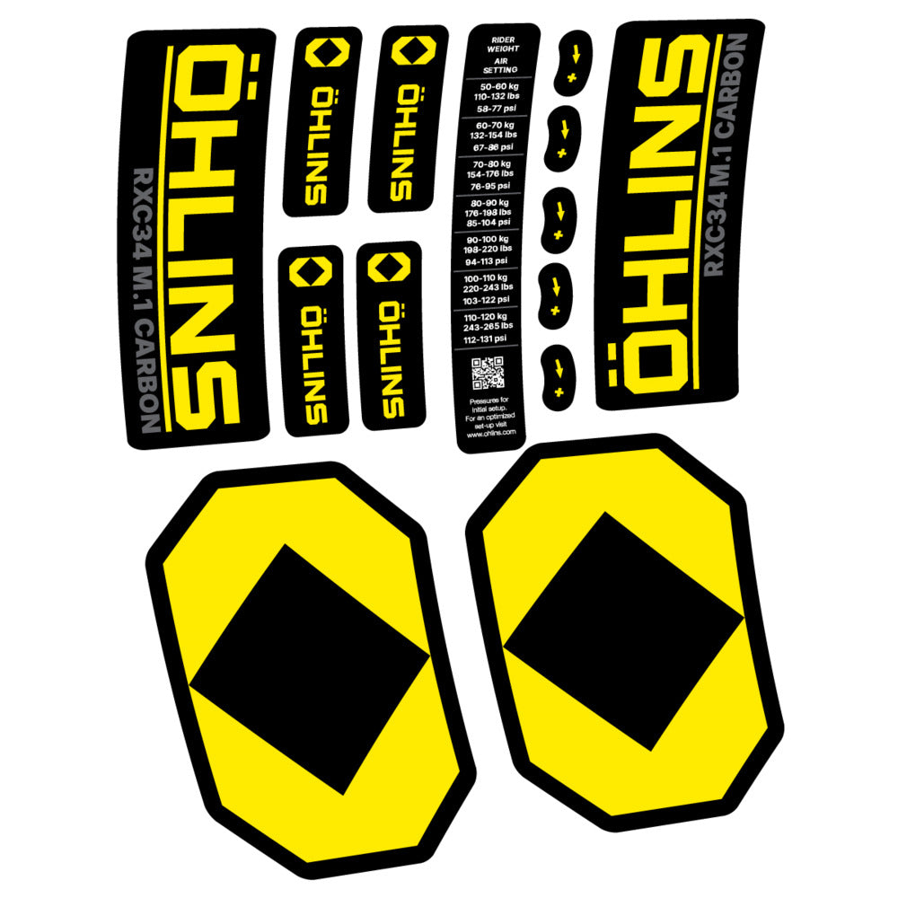 Stickers Öhlins RXC34 M1 Carbon 2027 compatibles - Autocollants fourche VTT