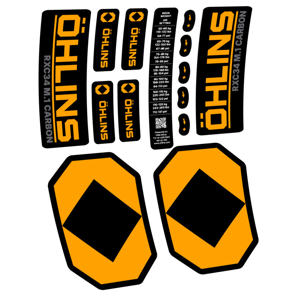 Stickers Öhlins RXC34 M1 Carbon 2027 compatibles - Autocollants fourche VTT