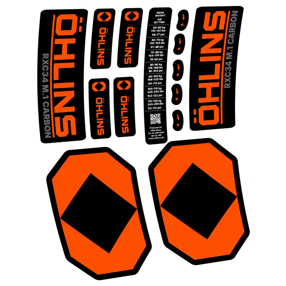 Stickers Öhlins RXC34 M1 Carbon 2027 compatibles - Autocollants fourche VTT