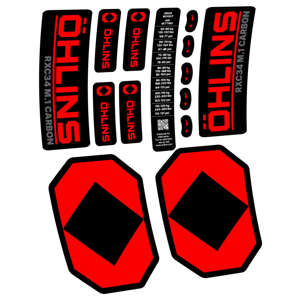 Stickers Öhlins RXC34 M1 Carbon 2027 compatibles - Autocollants fourche VTT