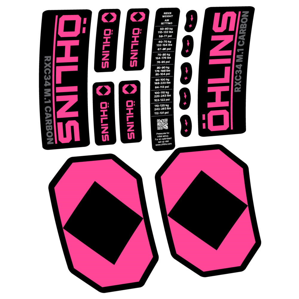 Stickers Öhlins RXC34 M1 Carbon 2027 compatibles - Autocollants fourche VTT