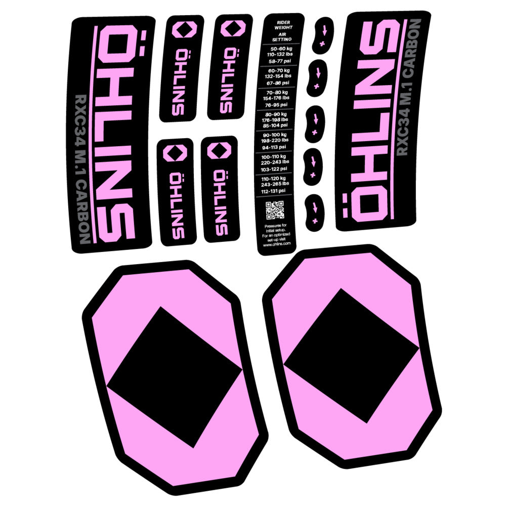 Stickers Öhlins RXC34 M1 Carbon 2027 compatibles - Autocollants fourche VTT
