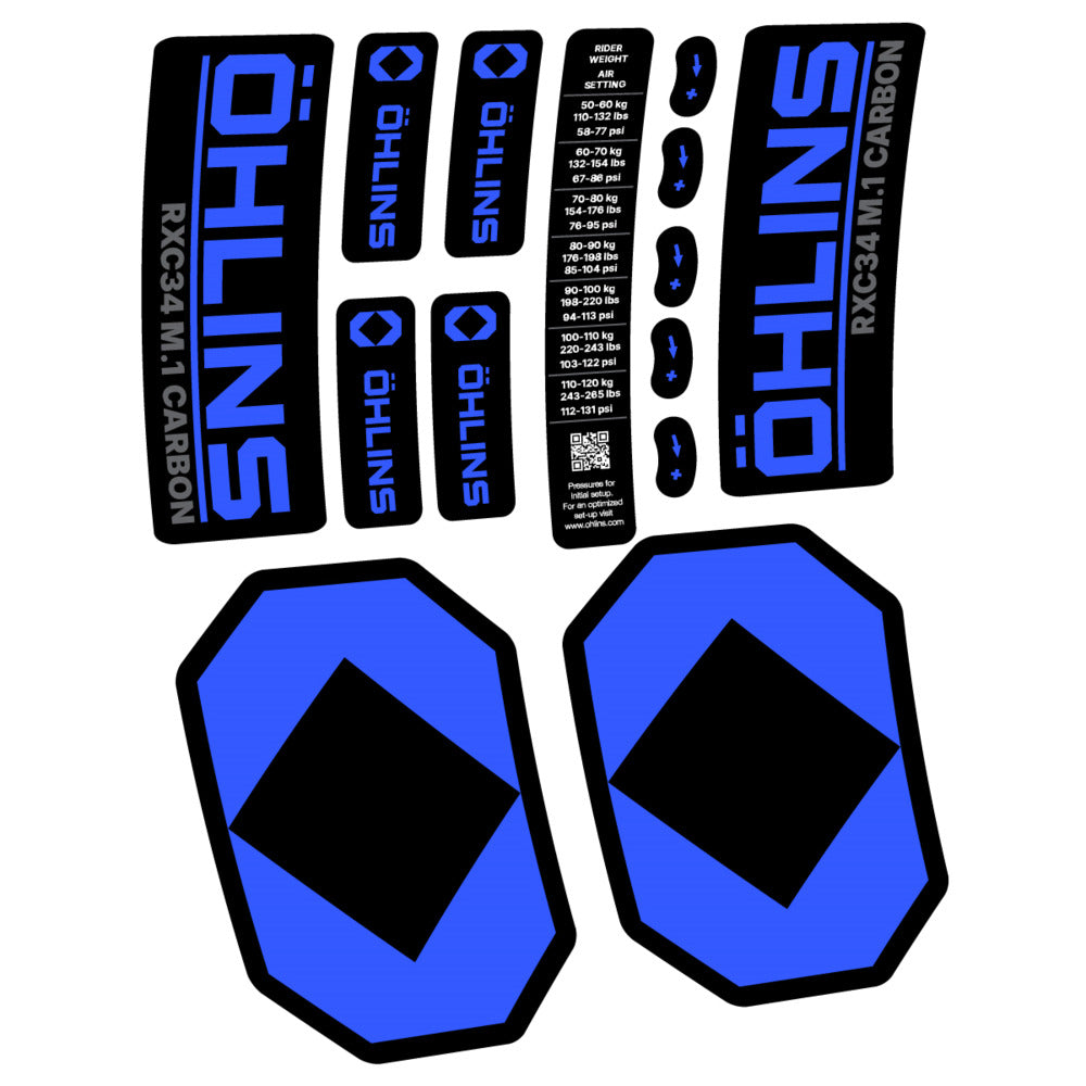 Stickers Öhlins RXC34 M1 Carbon 2027 compatibles - Autocollants fourche VTT