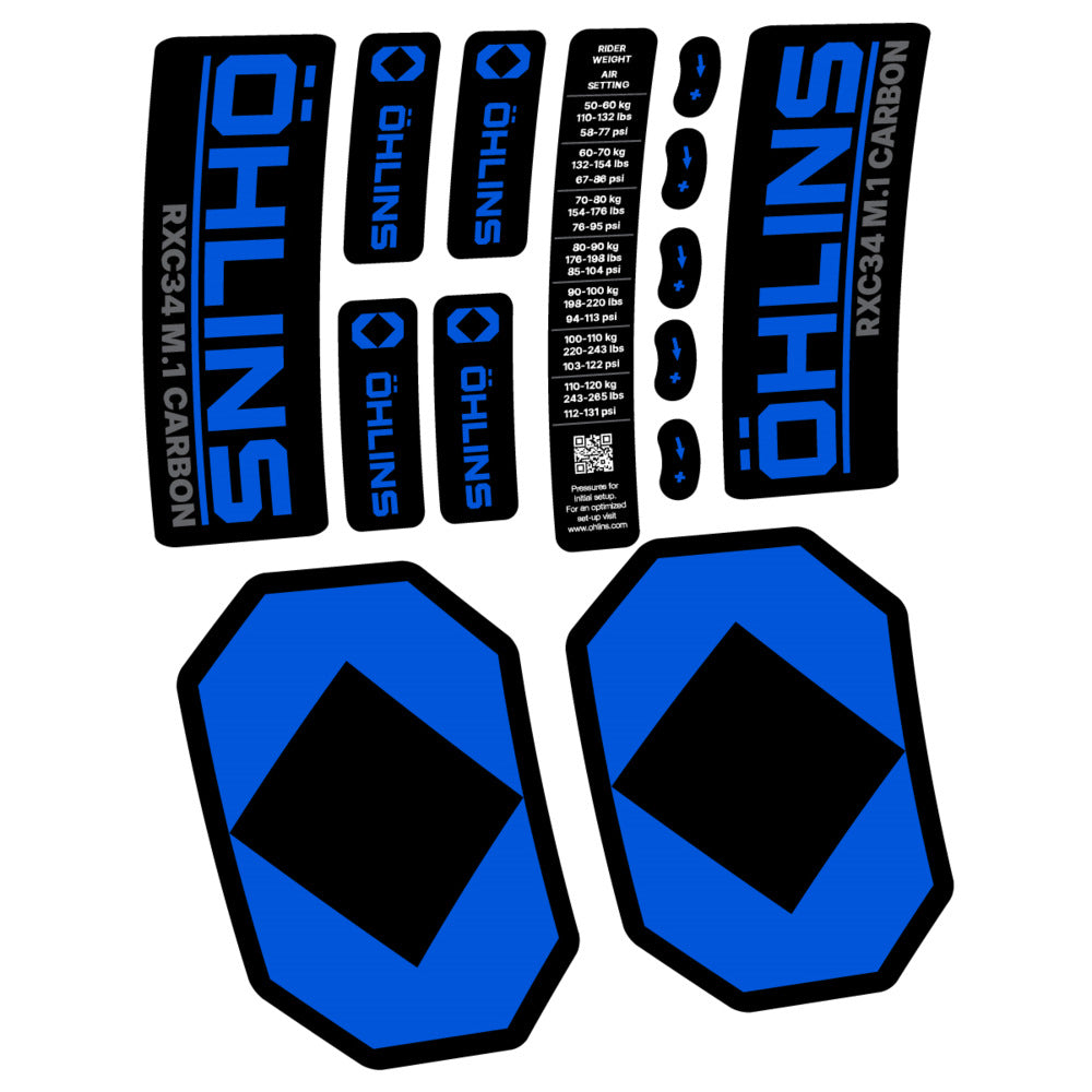 Stickers Öhlins RXC34 M1 Carbon 2027 compatibles - Autocollants fourche VTT