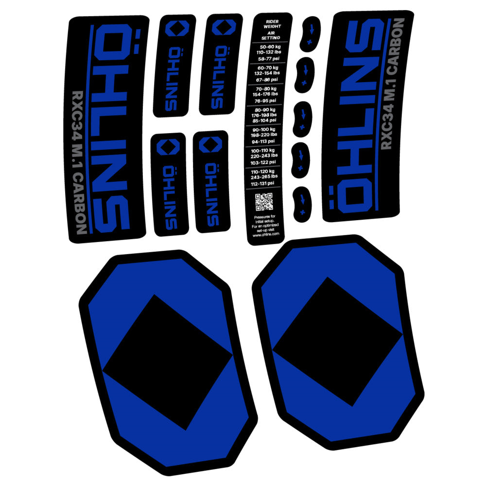 Stickers Öhlins RXC34 M1 Carbon 2027 compatibles - Autocollants fourche VTT