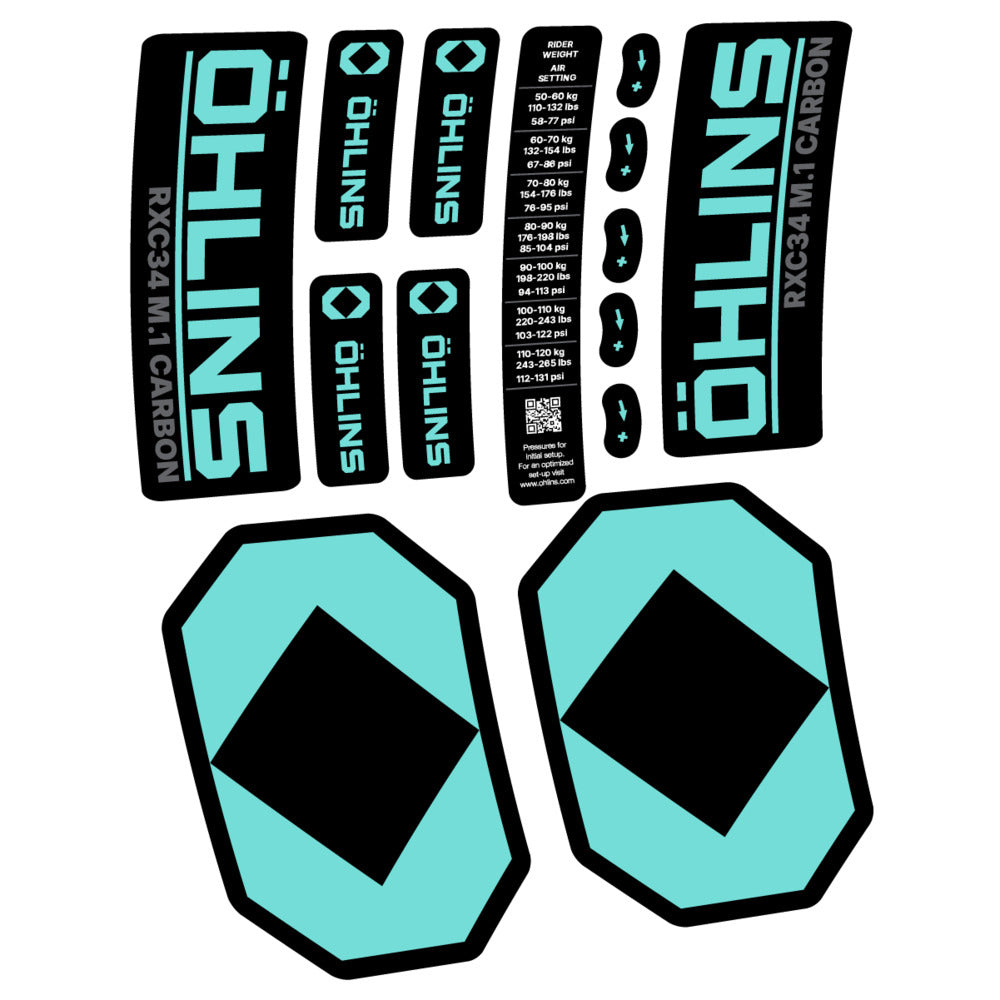 Stickers Öhlins RXC34 M1 Carbon 2027 compatibles - Autocollants fourche VTT