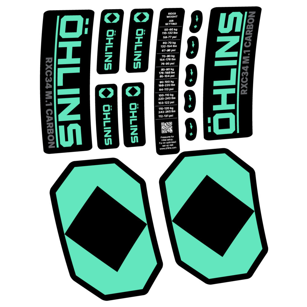 Stickers Öhlins RXC34 M1 Carbon 2027 compatibles - Autocollants fourche VTT