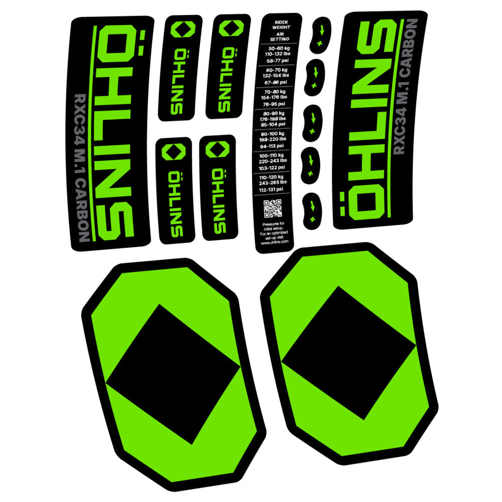 Stickers Öhlins RXC34 M1 Carbon 2027 compatibles - Autocollants fourche VTT