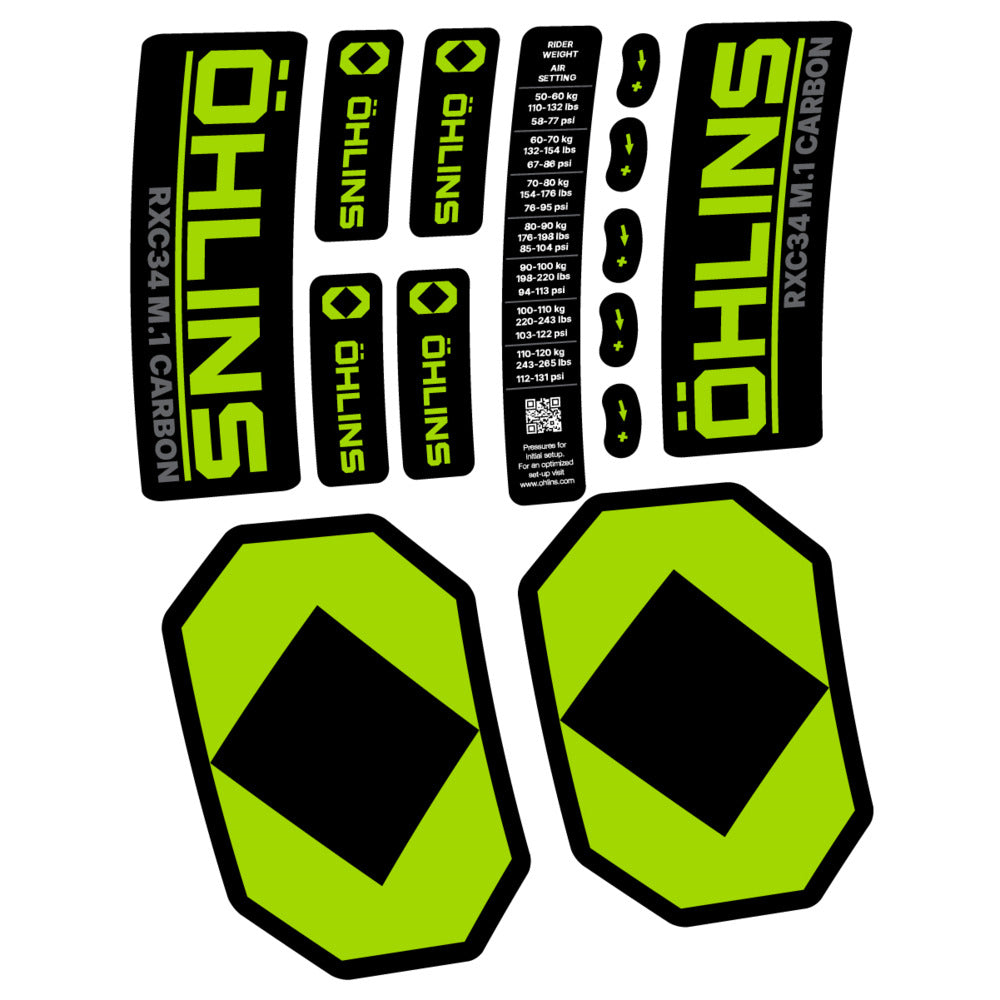 Stickers Öhlins RXC34 M1 Carbon 2027 compatibles - Autocollants fourche VTT