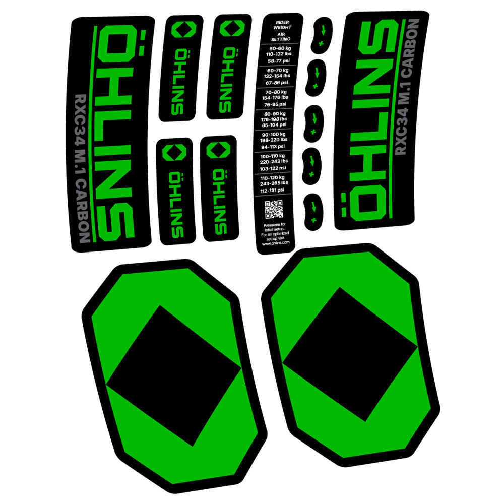 Stickers Öhlins RXC34 M1 Carbon 2027 compatibles - Autocollants fourche VTT