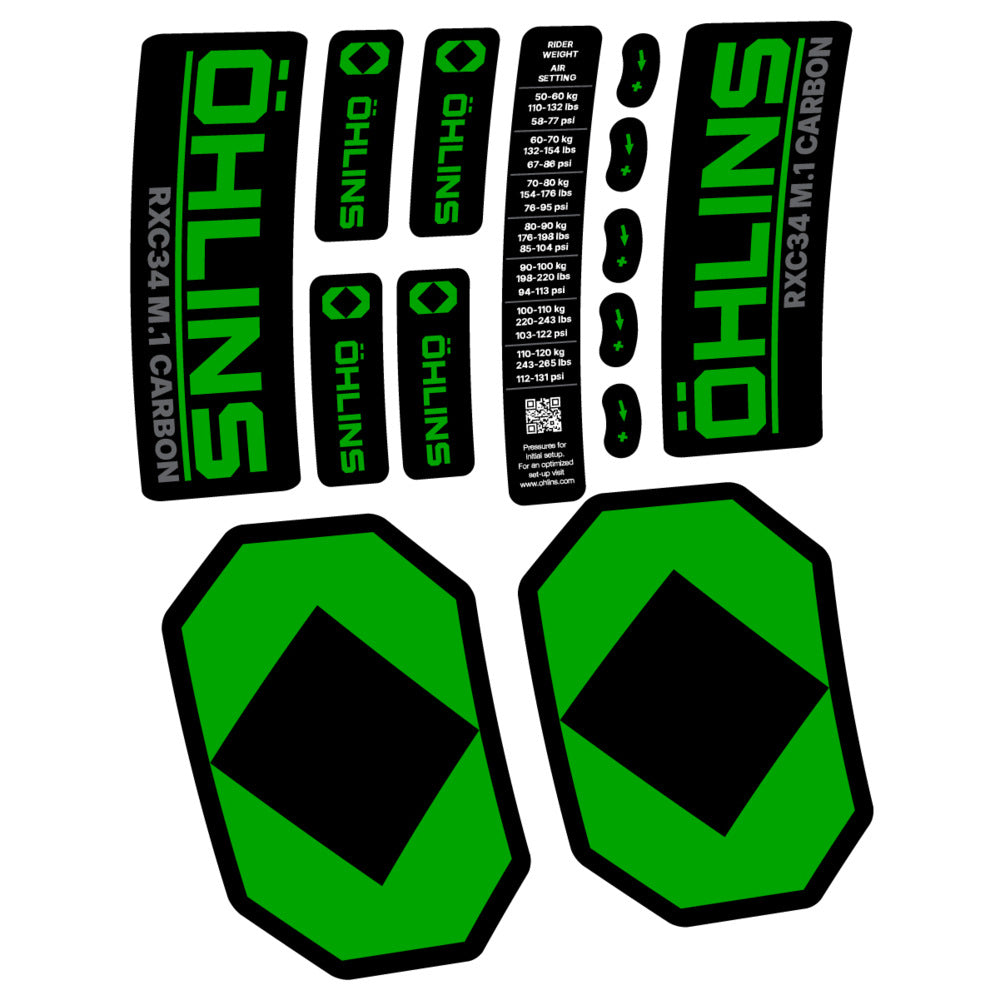 Stickers Öhlins RXC34 M1 Carbon 2027 compatibles - Autocollants fourche VTT