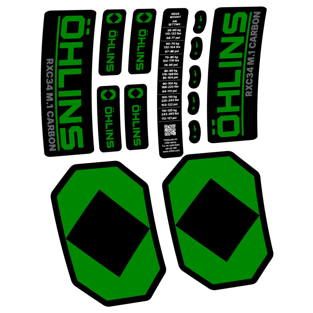 Stickers Öhlins RXC34 M1 Carbon 2027 compatibles - Autocollants fourche VTT