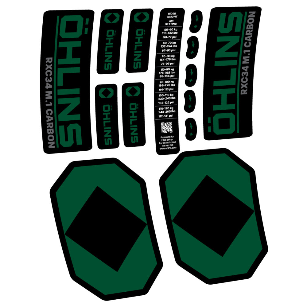Stickers Öhlins RXC34 M1 Carbon 2027 compatibles - Autocollants fourche VTT