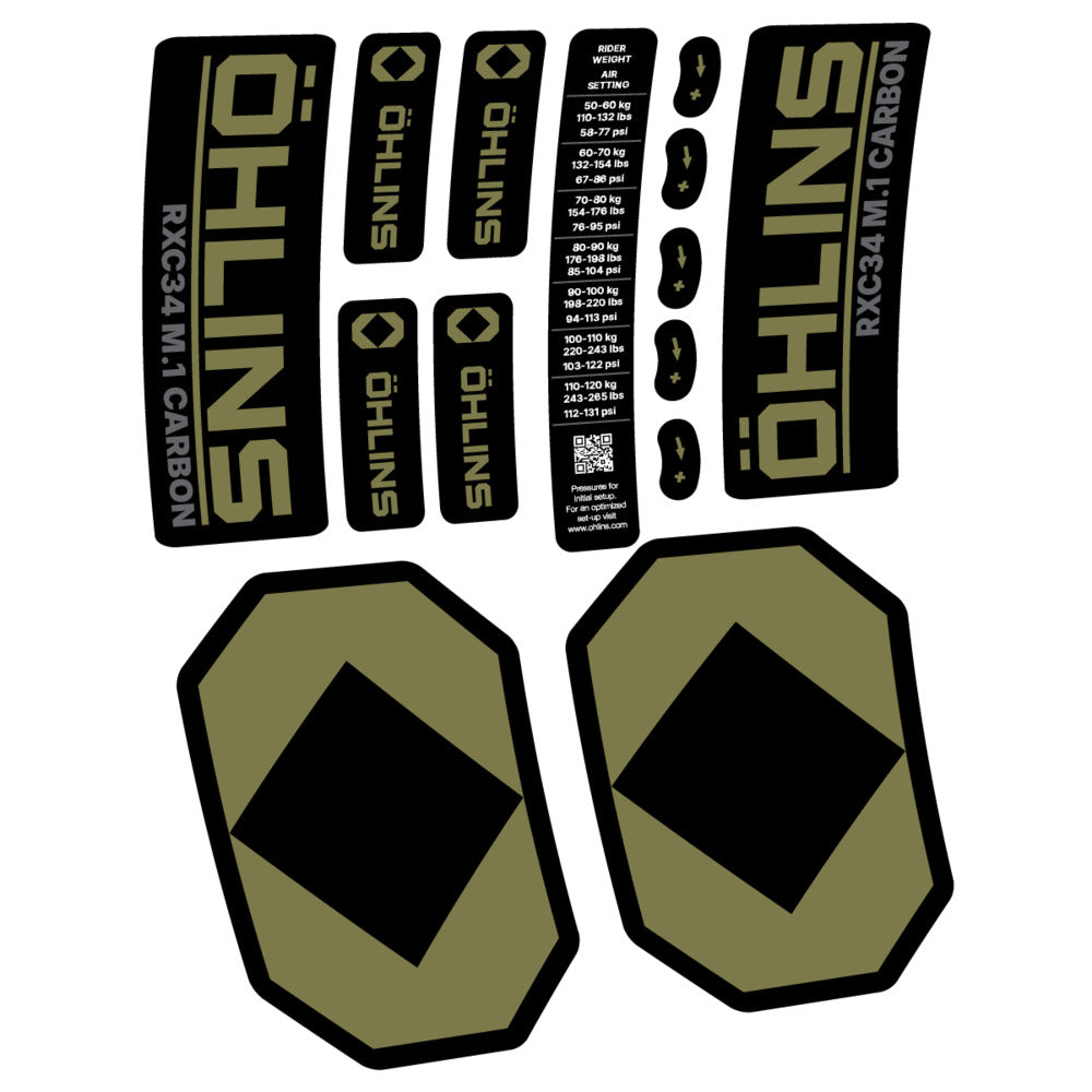 Stickers Öhlins RXC34 M1 Carbon 2027 compatibles - Autocollants fourche VTT