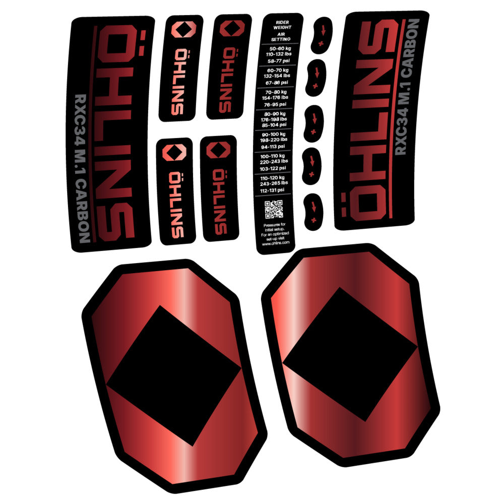 Stickers Öhlins RXC34 M1 Carbon 2027 compatibles - Autocollants fourche VTT