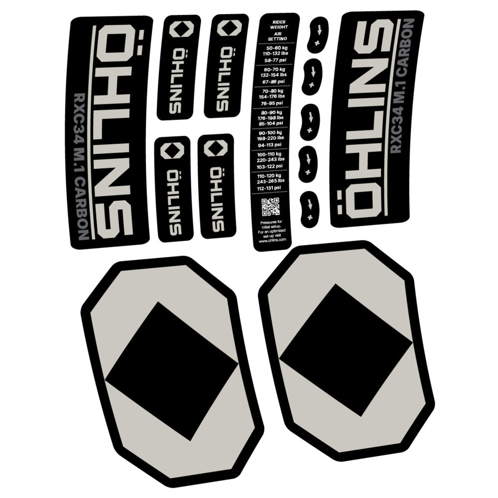 Stickers Öhlins RXC34 M1 Carbon 2027 compatibles - Autocollants fourche VTT