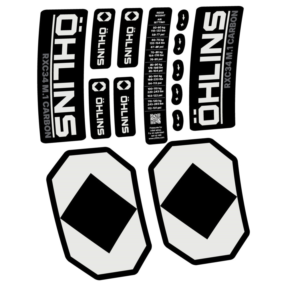 Stickers Öhlins RXC34 M1 Carbon 2027 compatibles - Autocollants fourche VTT