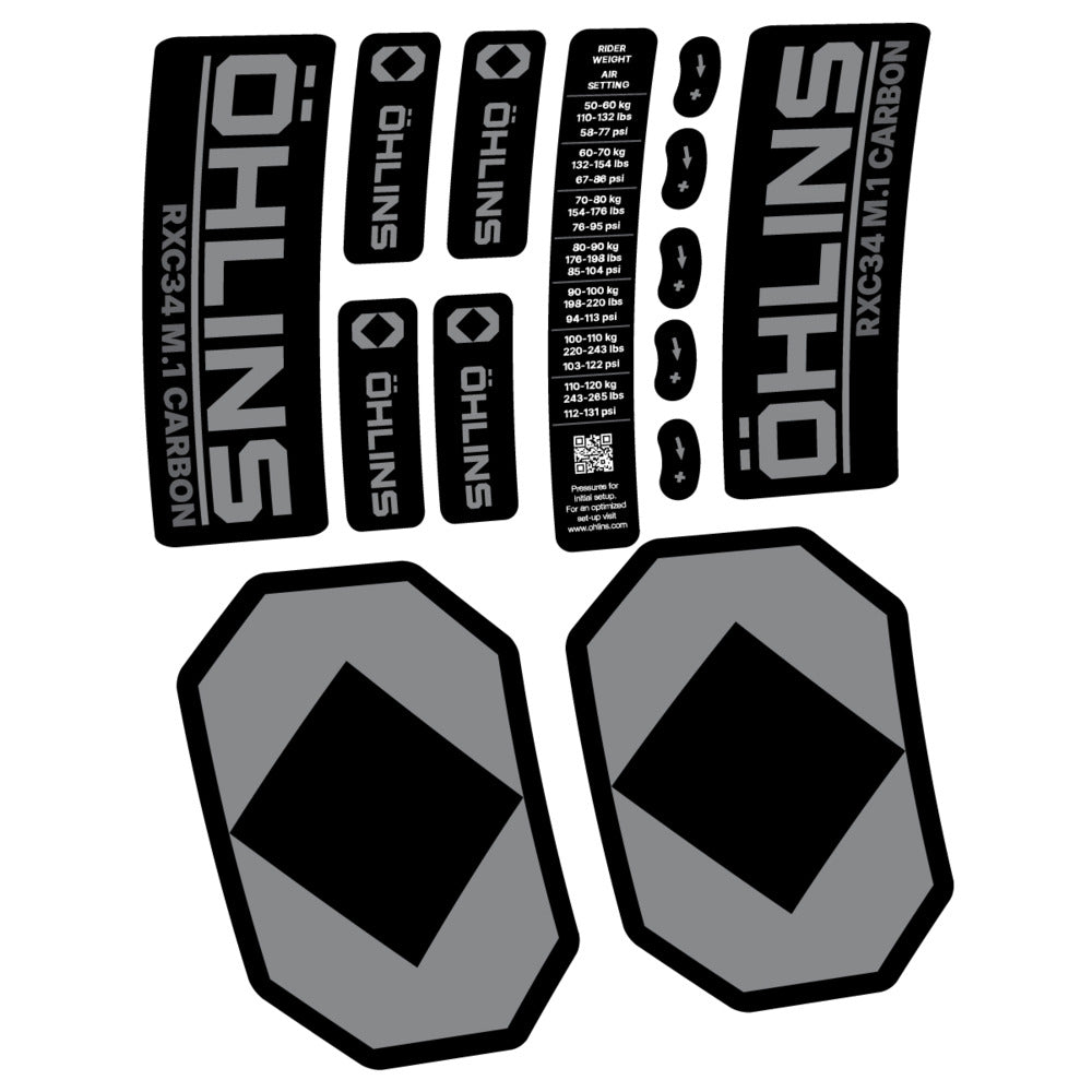 Stickers Öhlins RXC34 M1 Carbon 2027 compatibles - Autocollants fourche VTT