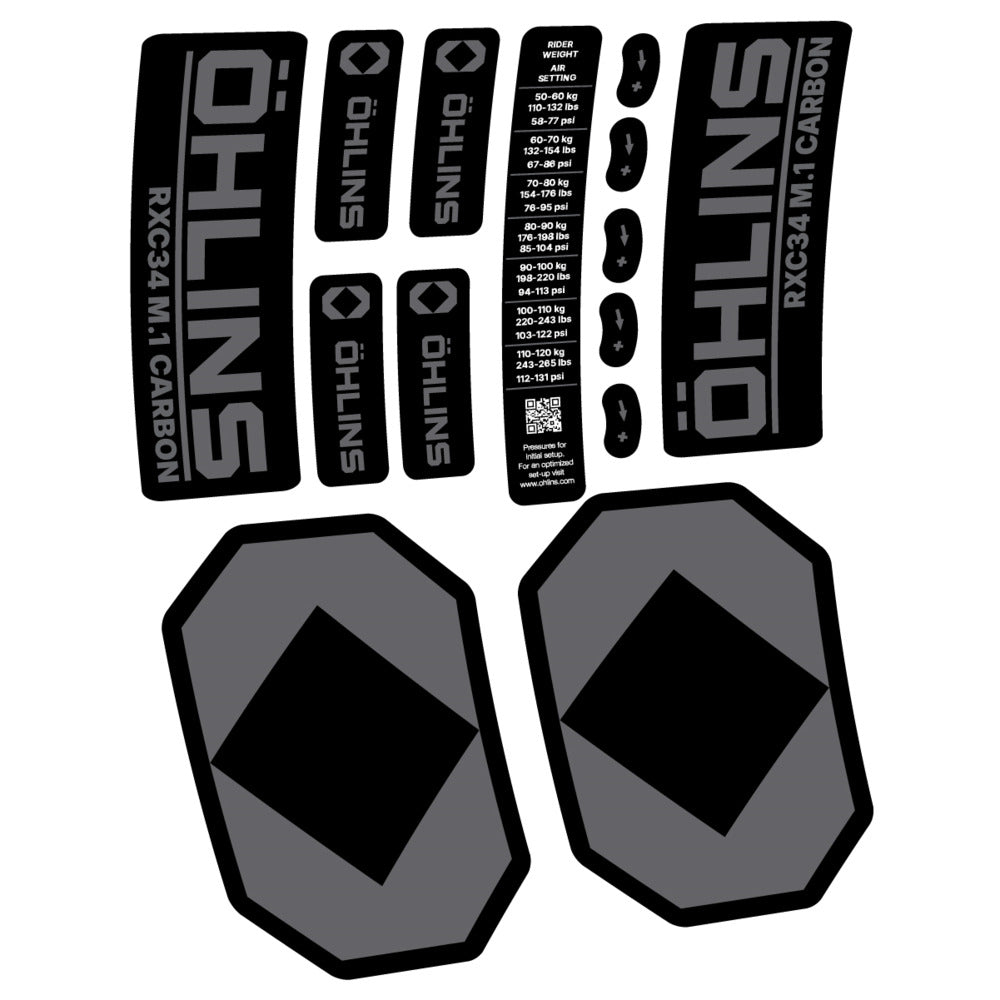 Stickers Öhlins RXC34 M1 Carbon 2027 compatibles - Autocollants fourche VTT