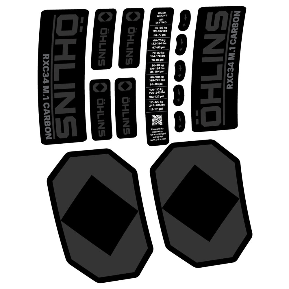 Stickers Öhlins RXC34 M1 Carbon 2027 compatibles - Autocollants fourche VTT
