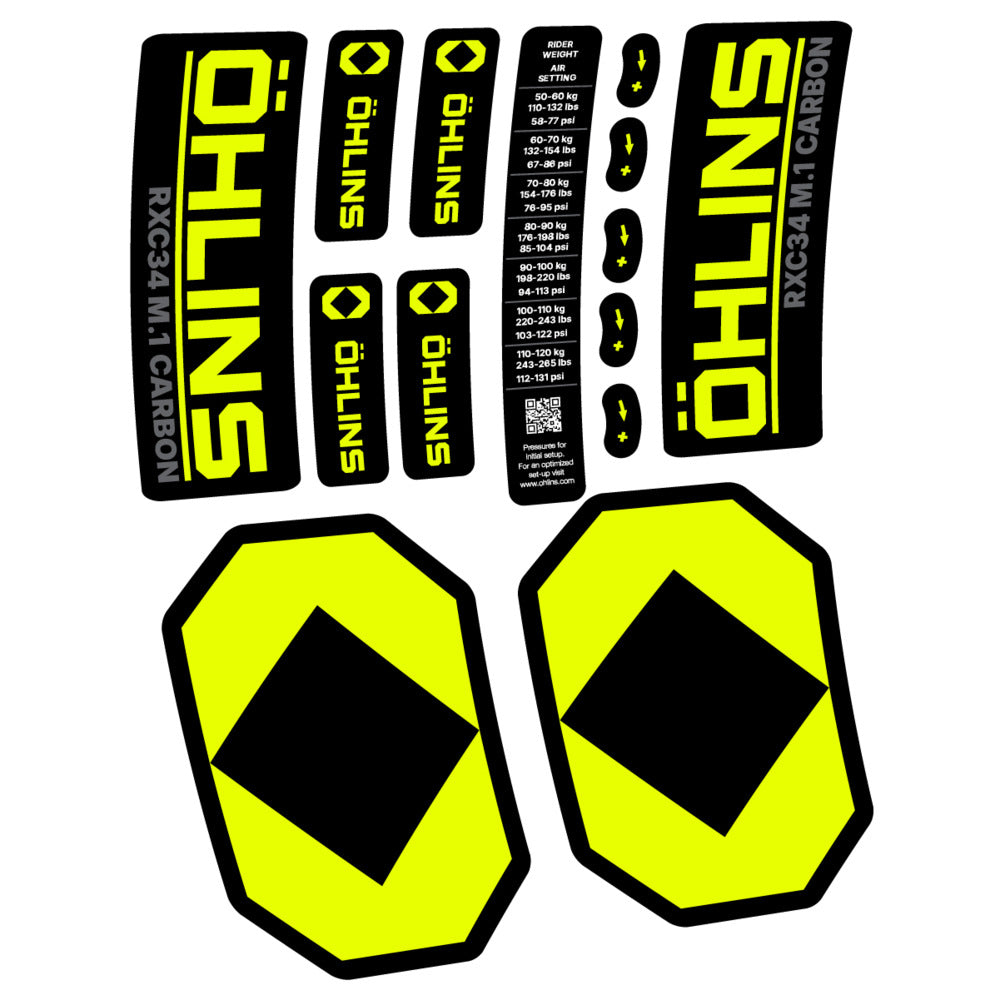 Stickers Öhlins RXC34 M1 Carbon 2027 compatibles - Autocollants fourche VTT