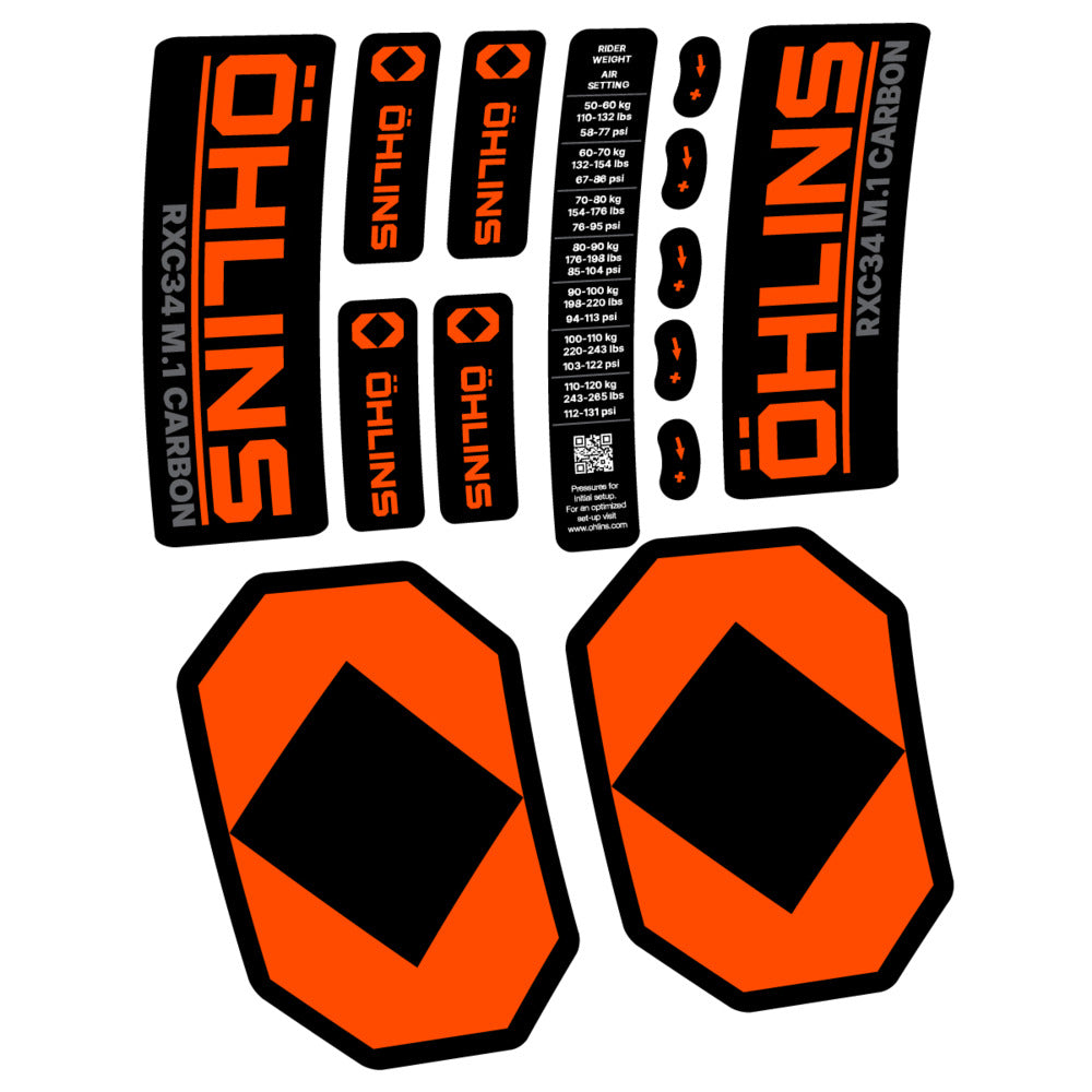 Stickers Öhlins RXC34 M1 Carbon 2027 compatibles - Autocollants fourche VTT