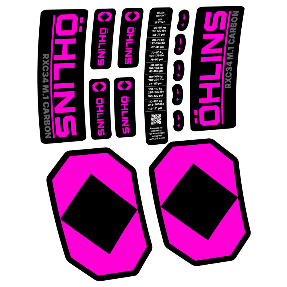 Stickers Öhlins RXC34 M1 Carbon 2027 compatibles - Autocollants fourche VTT