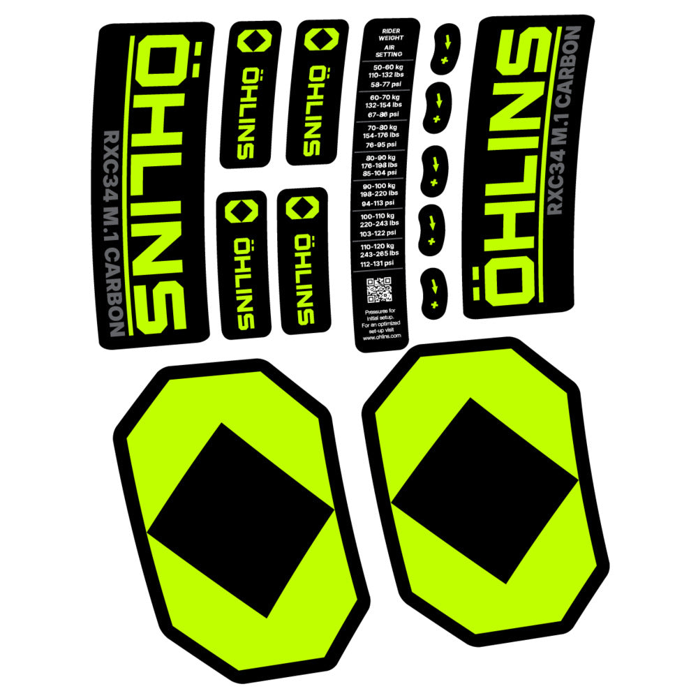 Stickers Öhlins RXC34 M1 Carbon 2027 compatibles - Autocollants fourche VTT