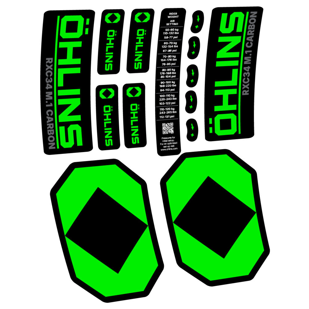 Stickers Öhlins RXC34 M1 Carbon 2027 compatibles - Autocollants fourche VTT