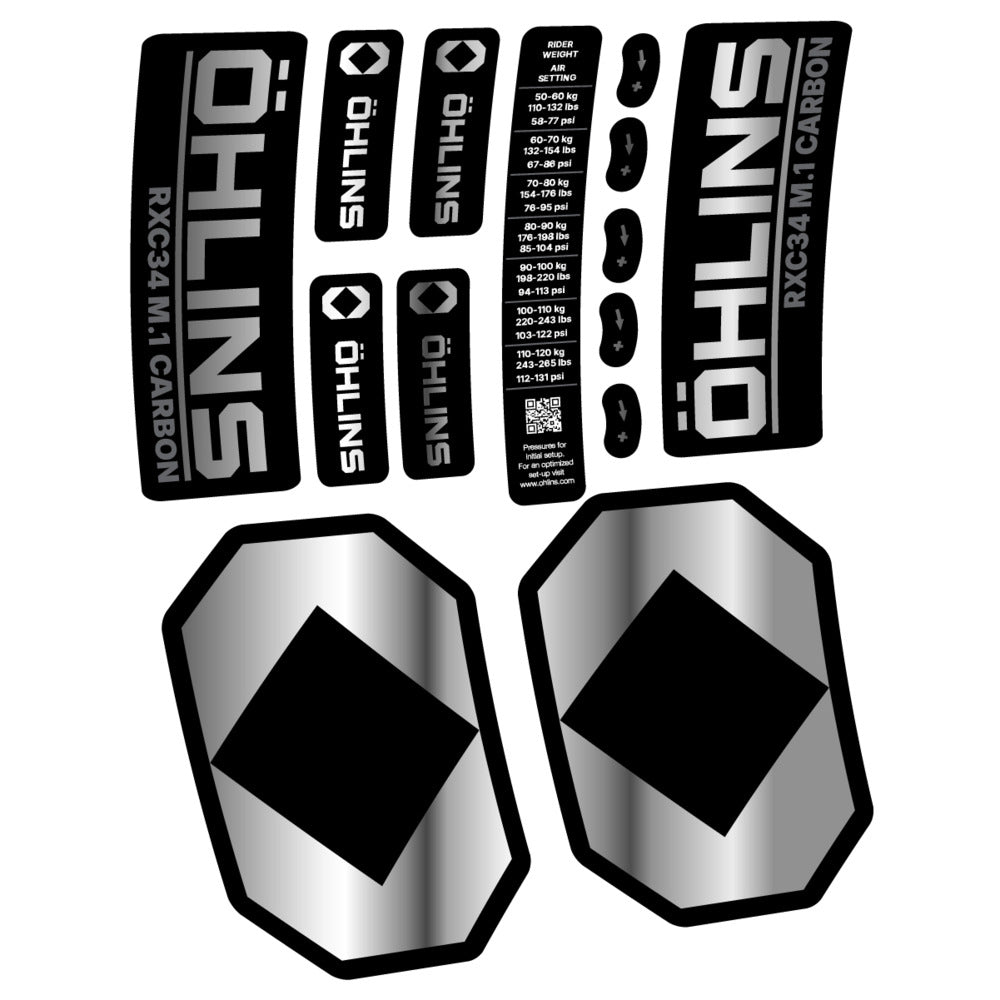 Stickers Öhlins RXC34 M1 Carbon 2027 compatibles - Autocollants fourche VTT