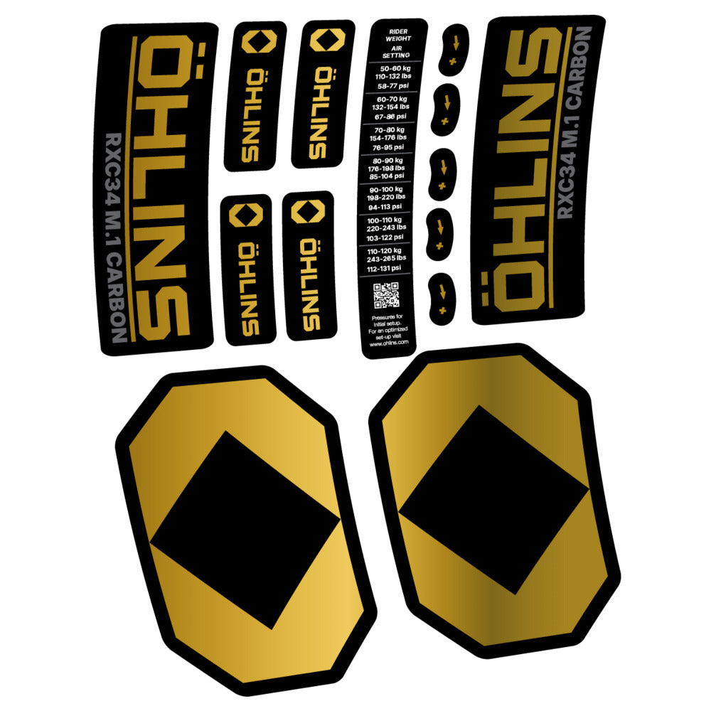 Stickers Öhlins RXC34 M1 Carbon 2027 compatibles - Autocollants fourche VTT