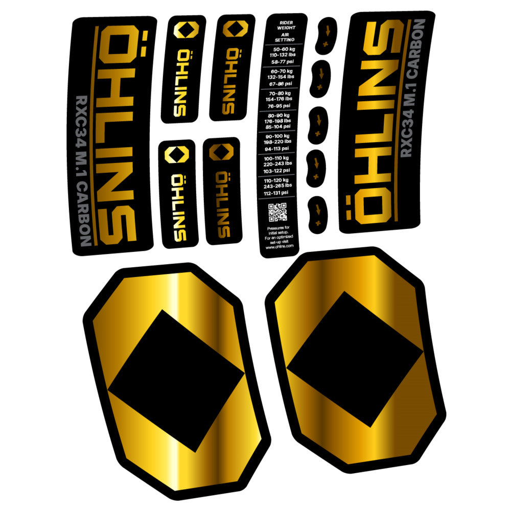 Stickers Öhlins RXC34 M1 Carbon 2027 compatibles - Autocollants fourche VTT