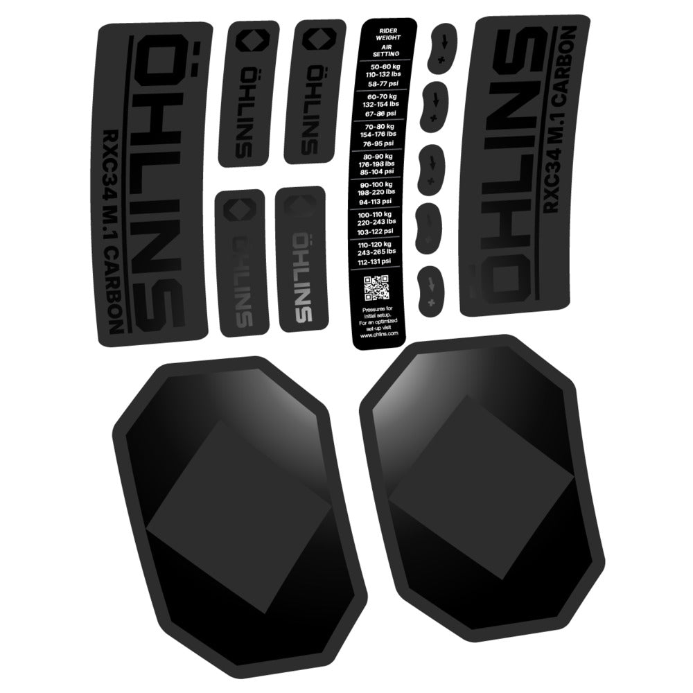 Stickers Öhlins RXC34 M1 Carbon 2027 compatibles - Autocollants fourche VTT