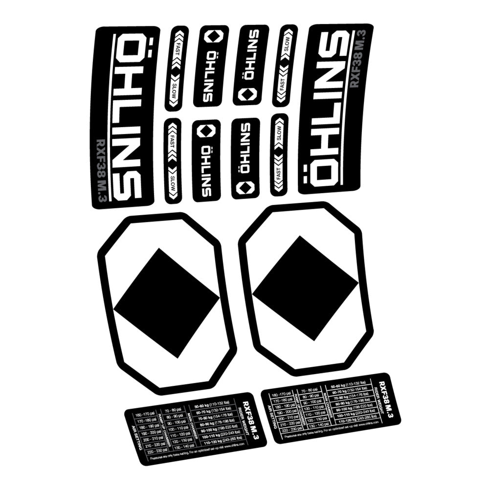 Stickers Öhlins RXF 38 M3 2027 compatibles - Autocollants fourche VTT