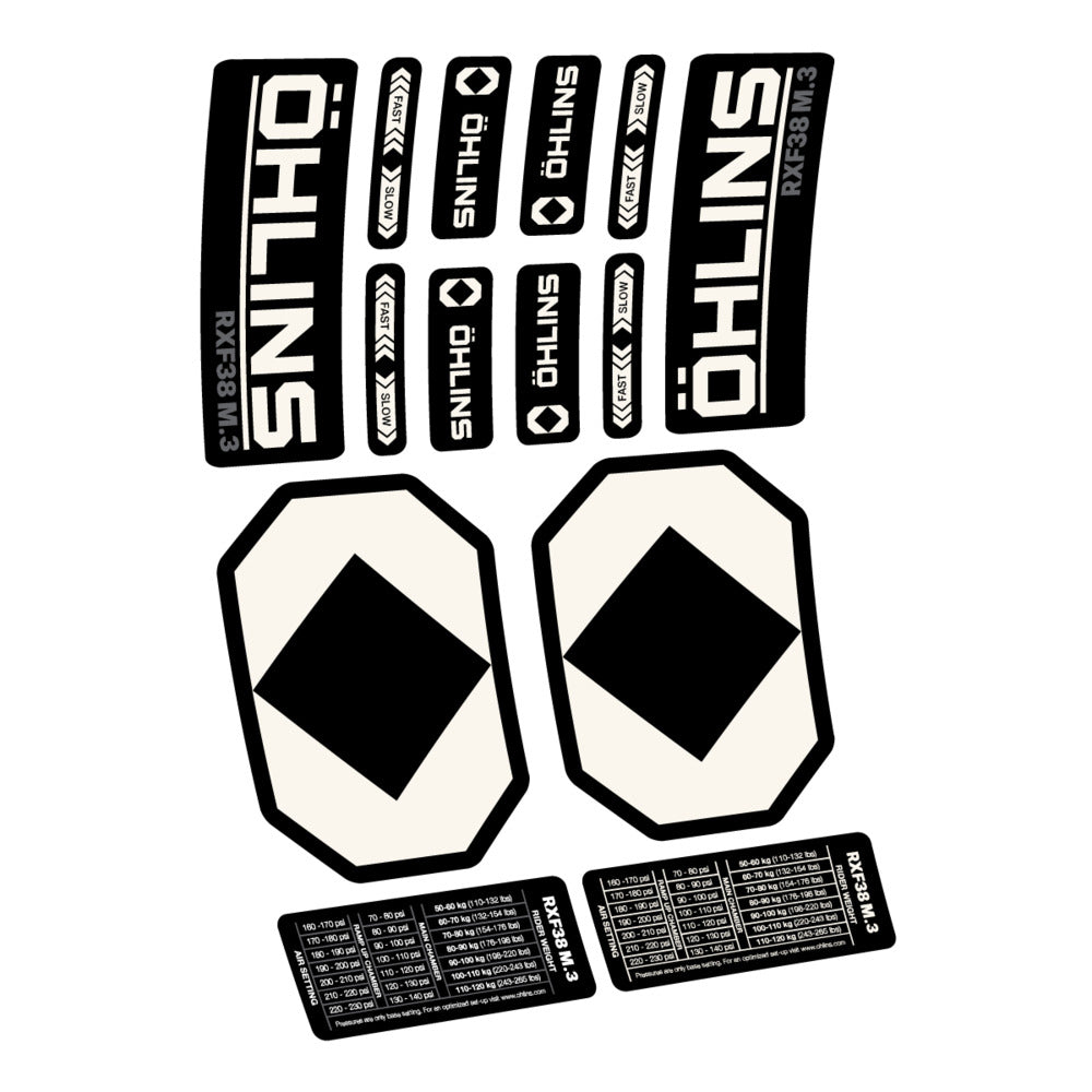 Stickers Öhlins RXF 38 M3 2027 compatibles - Autocollants fourche VTT