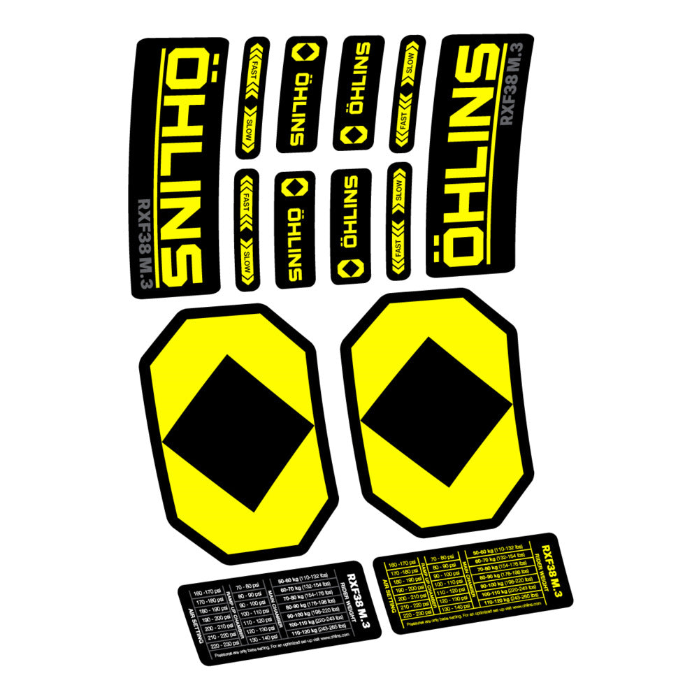 Stickers Öhlins RXF 38 M3 2027 compatibles - Autocollants fourche VTT