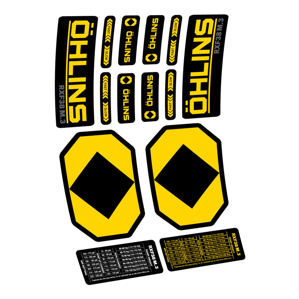 Stickers Öhlins RXF 38 M3 2027 compatibles - Autocollants fourche VTT