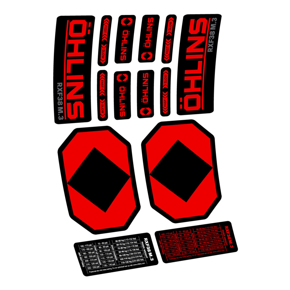 Stickers Öhlins RXF 38 M3 2027 compatibles - Autocollants fourche VTT