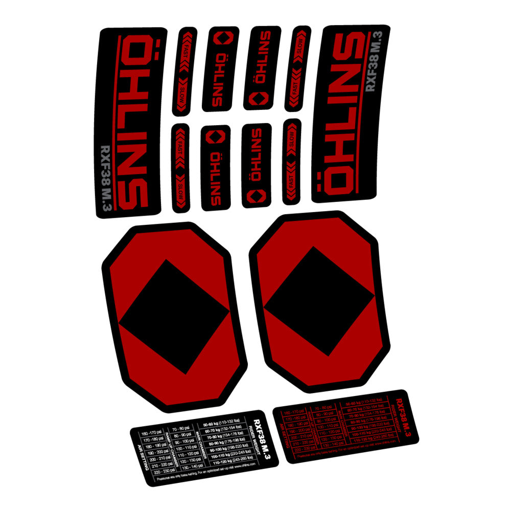 Stickers Öhlins RXF 38 M3 2027 compatibles - Autocollants fourche VTT