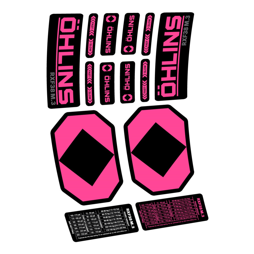 Stickers Öhlins RXF 38 M3 2027 compatibles - Autocollants fourche VTT