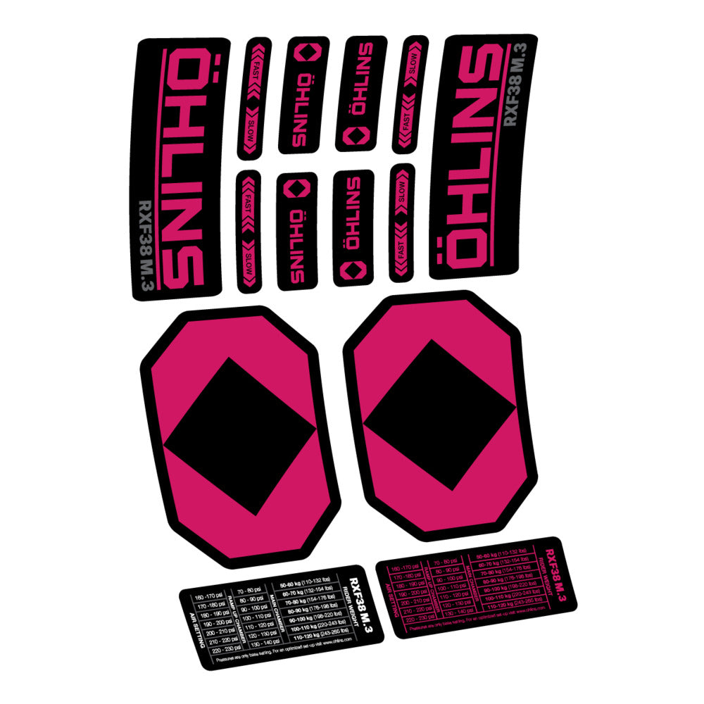Stickers Öhlins RXF 38 M3 2027 compatibles - Autocollants fourche VTT