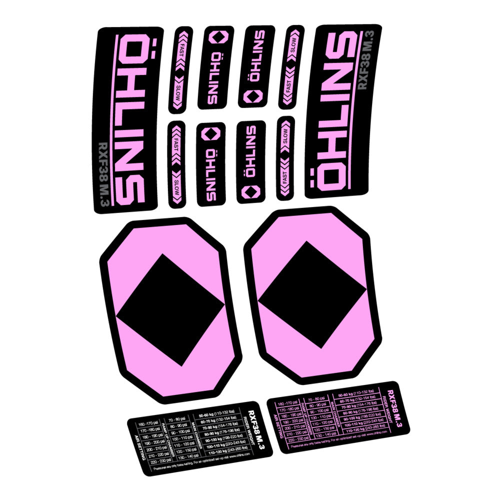 Stickers Öhlins RXF 38 M3 2027 compatibles - Autocollants fourche VTT