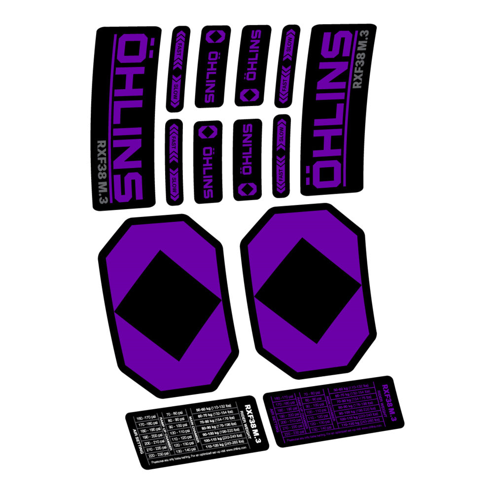 Stickers Öhlins RXF 38 M3 2027 compatibles - Autocollants fourche VTT